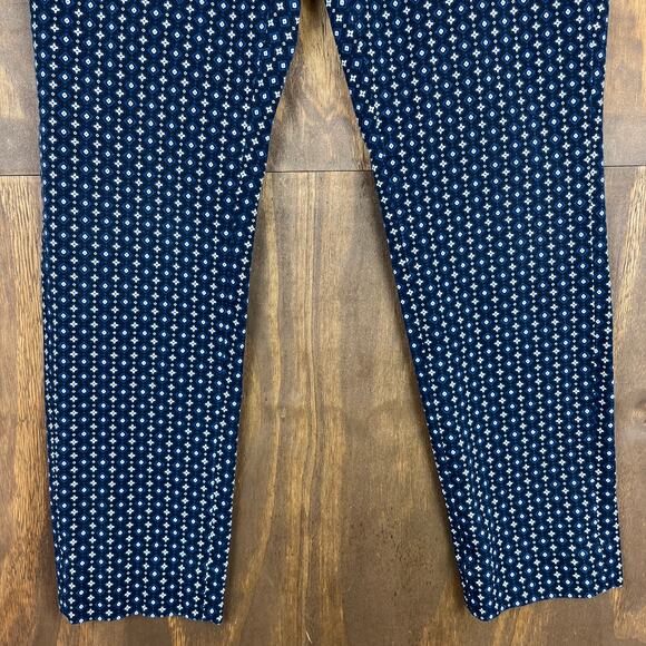 Banana Republic Womens Pants Navy Blue White All Over Pattern Jackson Stretch 4 - Picture 3 of 12